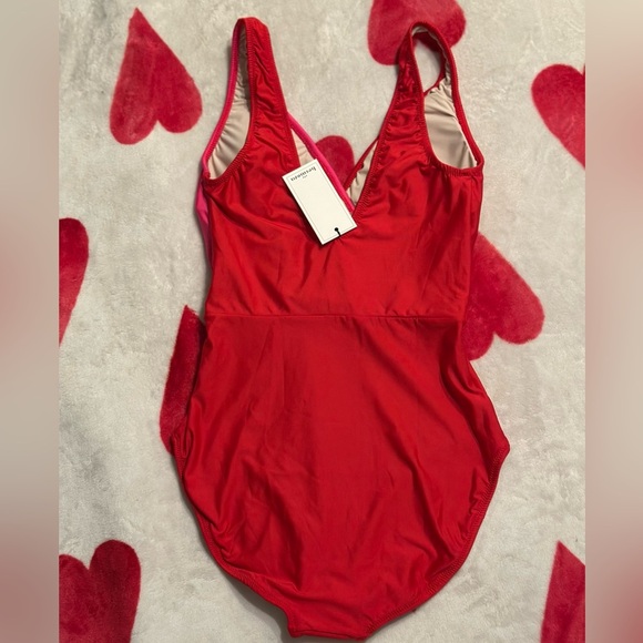 NWT Hermoza Vera Colorblock One Piece Swimsuit in Pink / Poppyred - Picture 11 of 12